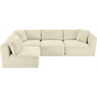 Meridian Furniture 4-Piece Cream Corduroy Performance Fabric Modular Sectional