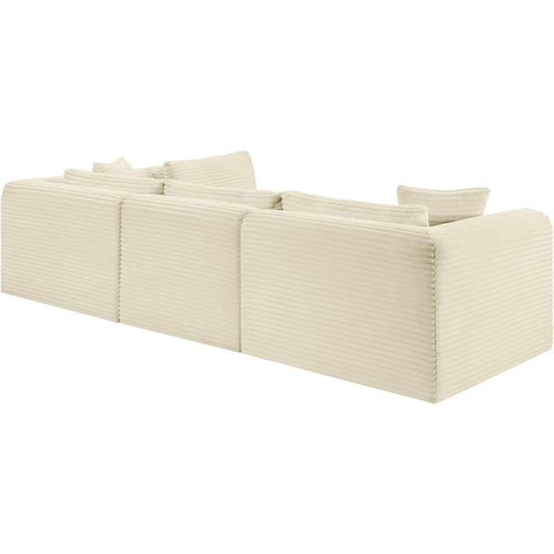 Meridian Furniture 4-Piece Cream Corduroy Performance Fabric Modular Sectional