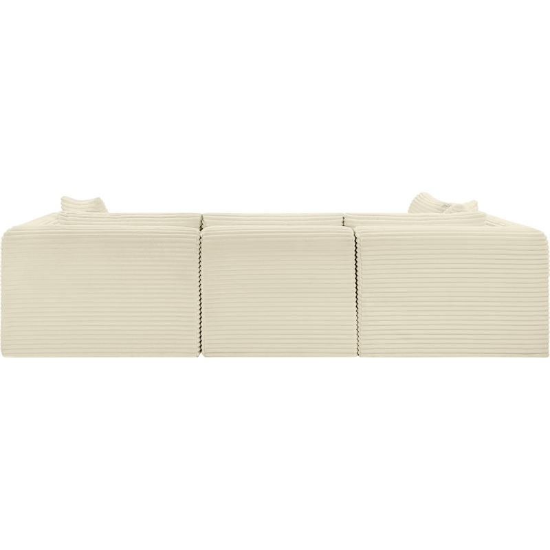 Meridian Furniture 4-Piece Cream Corduroy Performance Fabric Modular Sectional