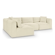 Meridian Furniture 4-Piece Cream Corduroy Performance Fabric Modular Sectional