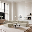 Meridian Furniture 5-Piece Cream Corduroy Performance Fabric Modular Sectional