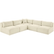 Meridian Furniture 5-Piece Cream Corduroy Performance Fabric Modular Sectional