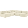 Meridian Furniture 5-Piece Cream Corduroy Performance Fabric Modular Sectional