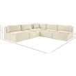 Meridian Furniture 5-Piece Cream Corduroy Performance Fabric Modular Sectional