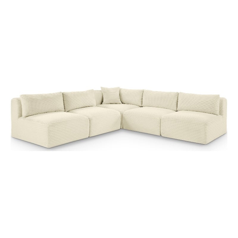 Meridian Furniture 5-Piece Cream Corduroy Performance Fabric Modular Sectional