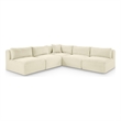 Meridian Furniture 5-Piece Cream Corduroy Performance Fabric Modular Sectional