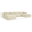 Meridian Furniture 5-Piece Cream Corduroy Performance Fabric Modular Sectional