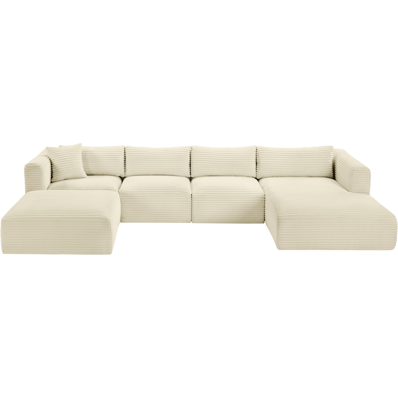 Meridian Furniture 5-Piece Cream Corduroy Performance Fabric Modular Sectional