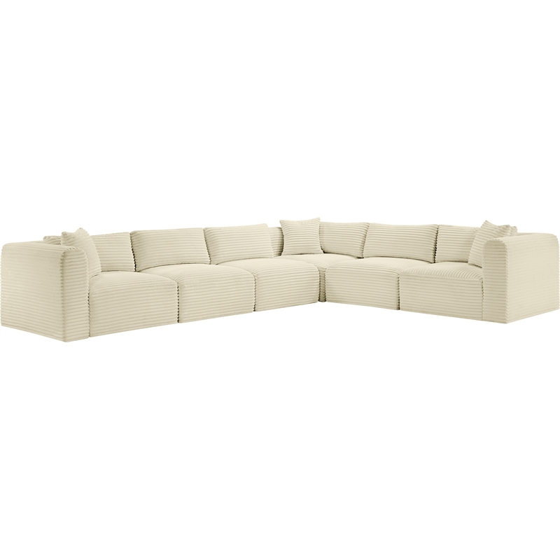 Meridian Furniture 6-Piece Cream Corduroy Performance Fabric Modular Sectional