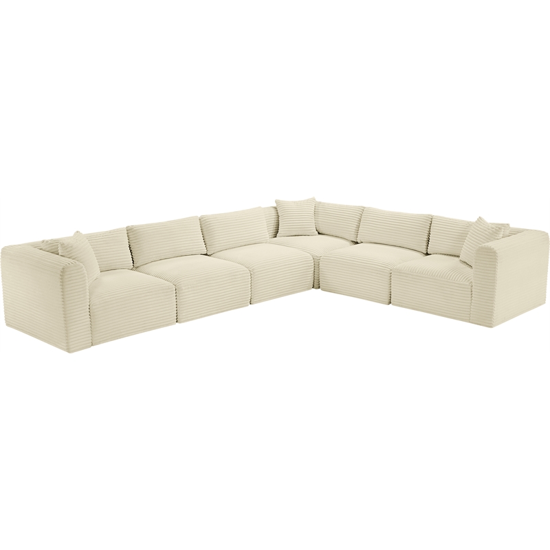 Meridian Furniture 6-Piece Cream Corduroy Performance Fabric Modular Sectional