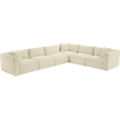 Meridian Furniture 6-Piece Cream Corduroy Performance Fabric Modular Sectional