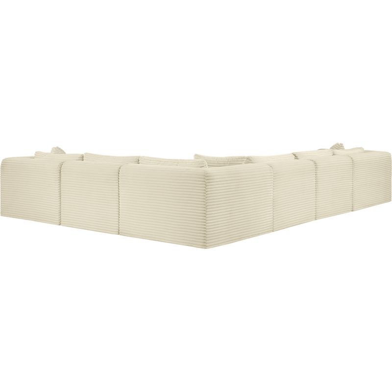 Meridian Furniture 6-Piece Cream Corduroy Performance Fabric Modular Sectional