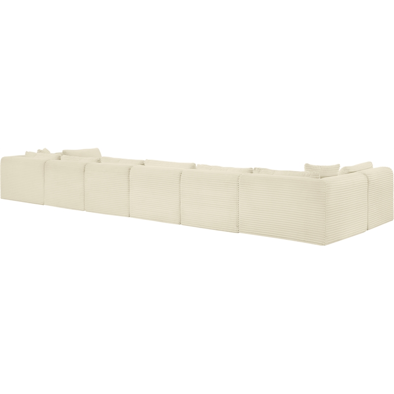 Meridian Furniture 8-Piece Cream Corduroy Performance Fabric Modular Sectional