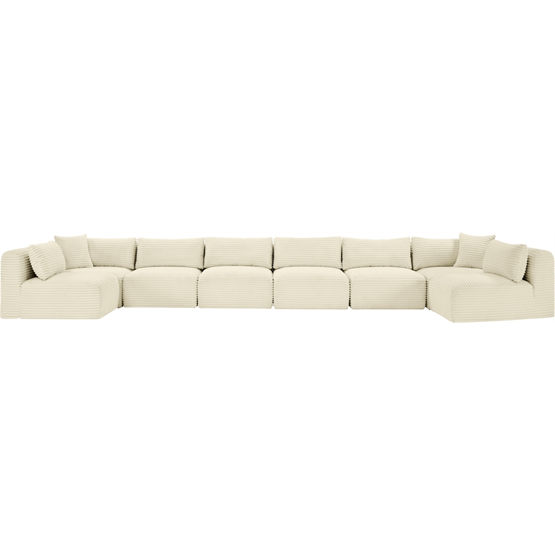 Meridian Furniture 8-Piece Cream Corduroy Performance Fabric Modular Sectional
