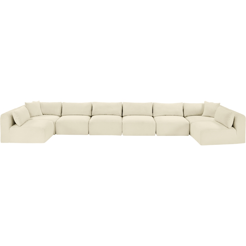 Meridian Furniture 8-Piece Cream Corduroy Performance Fabric Modular Sectional