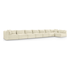 Meridian Furniture 8-Piece Cream Corduroy Performance Fabric Modular Sectional