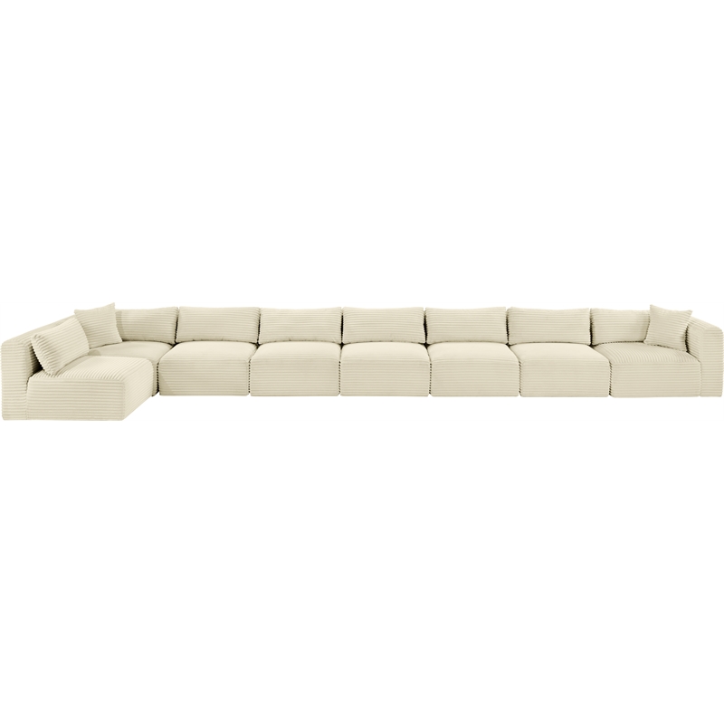 Meridian Furniture 8-Piece Cream Corduroy Performance Fabric Modular Sectional