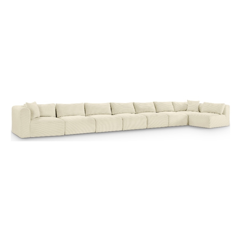 Meridian Furniture 8-Piece Cream Corduroy Performance Fabric Modular Sectional