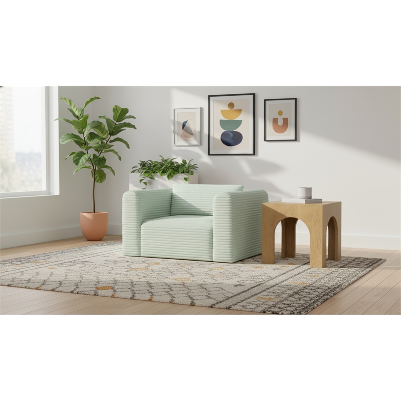 Meridian Furniture Shaggy Mint Corduroy Performance Fabric Arm Chair