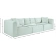 Meridian Furniture 3-Piece Mint Corduroy Performance Fabric Modular Sofa