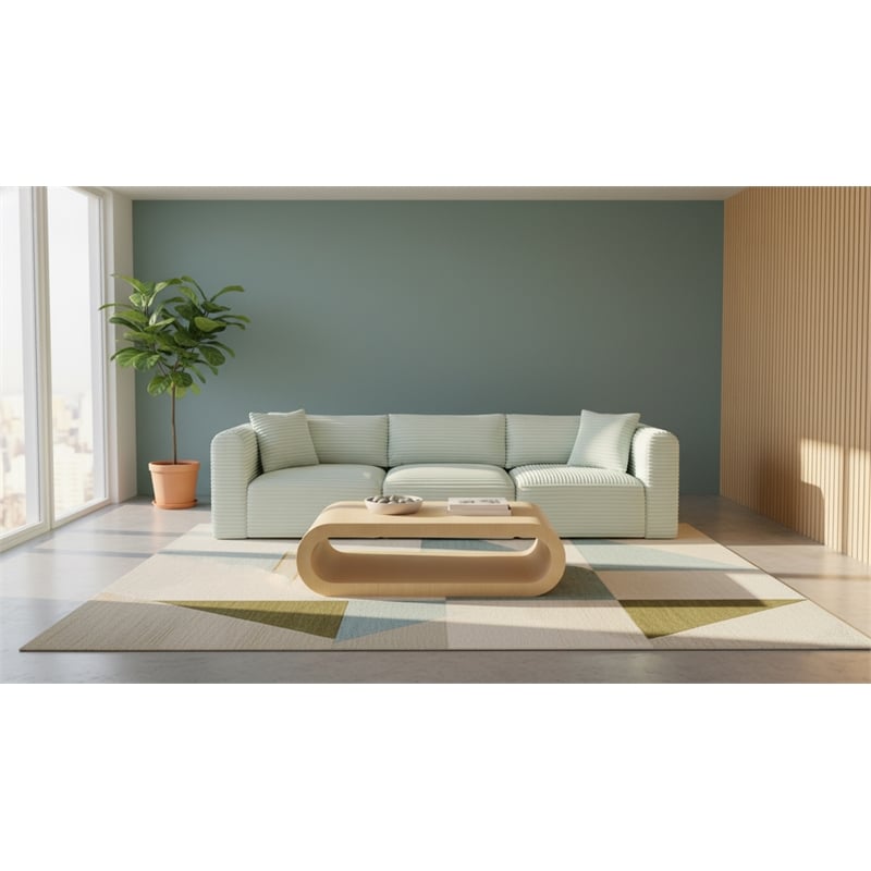 Meridian Furniture 3-Piece Mint Corduroy Performance Fabric Modular Sofa