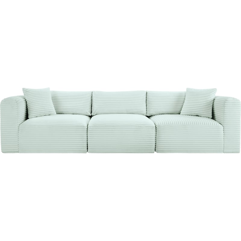 Meridian Furniture 3-Piece Mint Corduroy Performance Fabric Modular Sofa