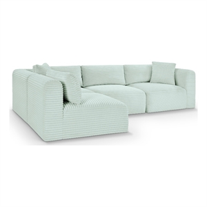 Meridian Furniture 4-Piece Mint Corduroy Performance Fabric Modular Sectional