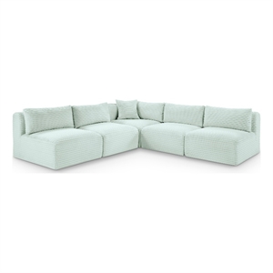 Meridian Furniture 5-Piece Mint Corduroy Performance Fabric Modular Sectional