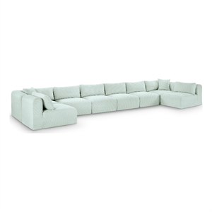 Meridian Furniture 8-Piece Mint Corduroy Performance Fabric Modular Sectional