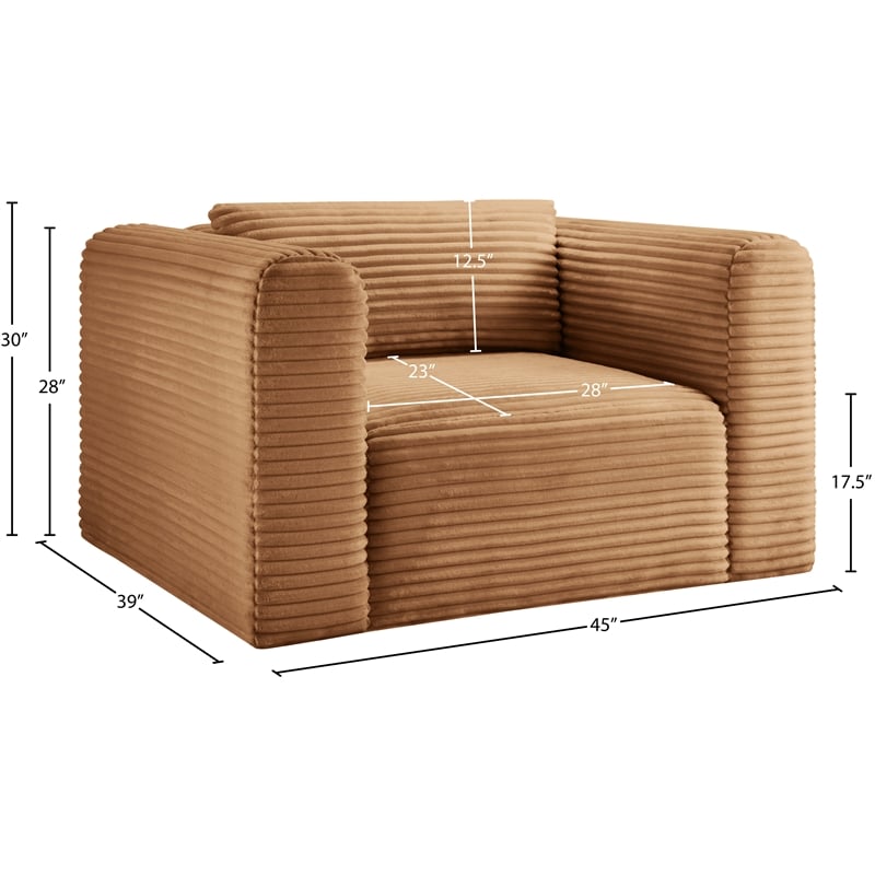 Meridian Furniture Shaggy Saddle Corduroy Performance Fabric Arm Chair