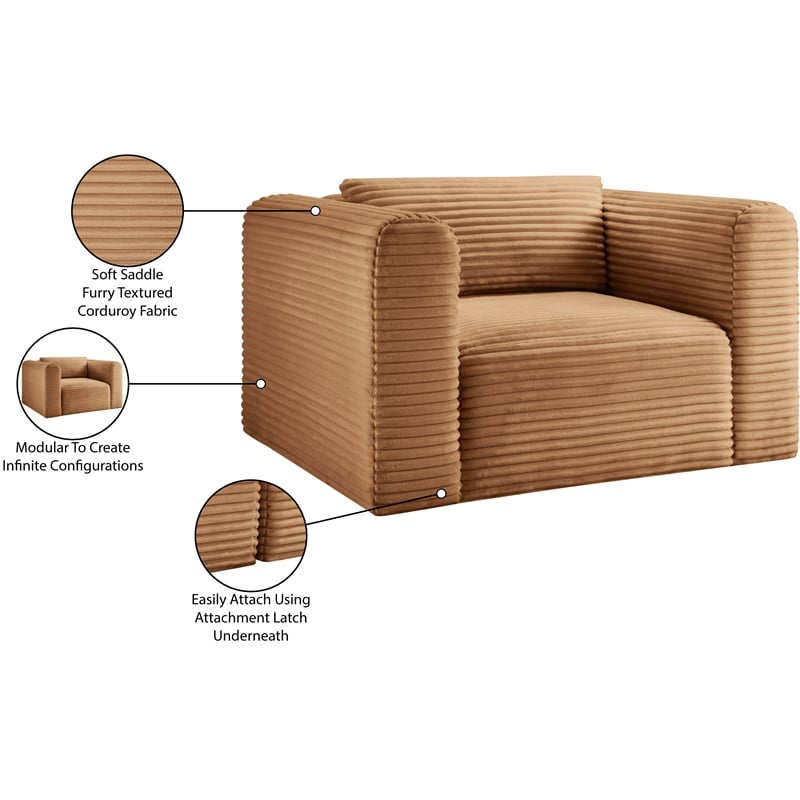 Meridian Furniture Shaggy Saddle Corduroy Performance Fabric Arm Chair