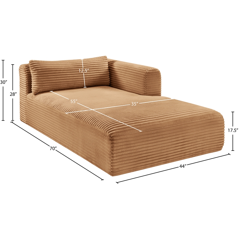 Meridian Furniture Shaggy Saddle Corduroy Performance Fabric Chaise