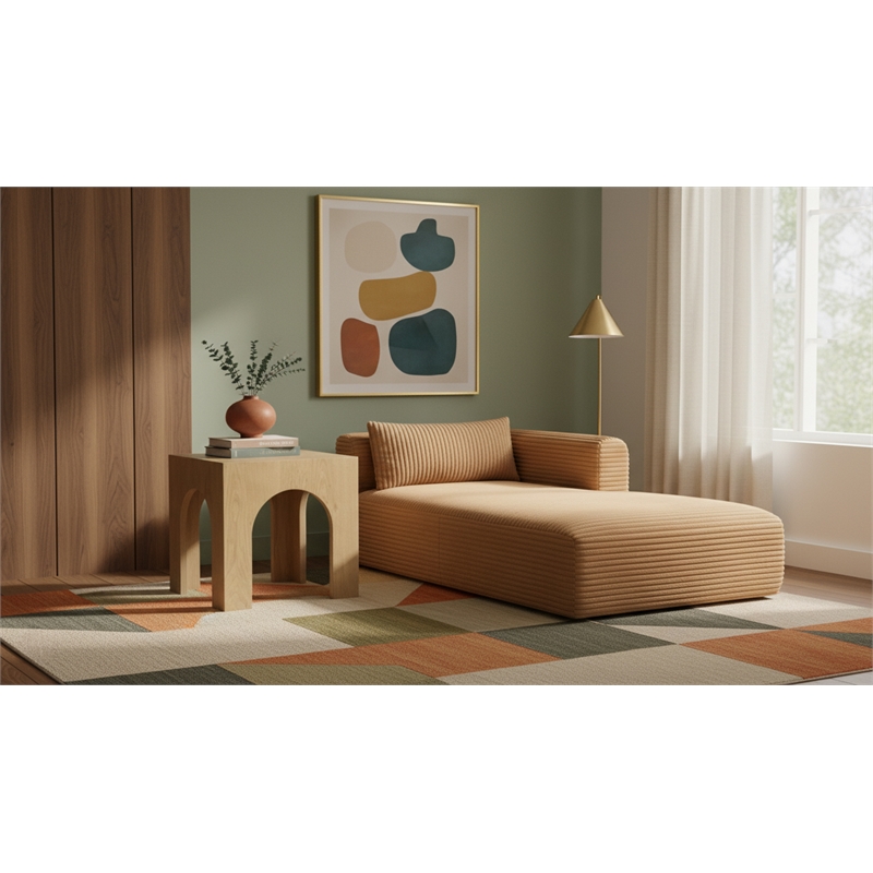 Meridian Furniture Shaggy Saddle Corduroy Performance Fabric Chaise