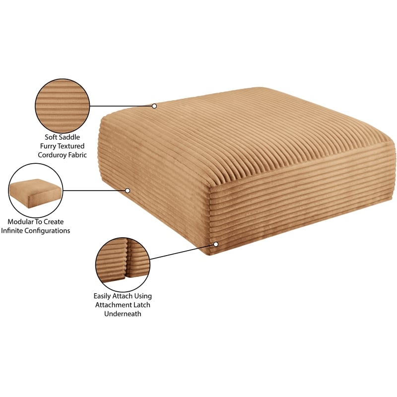 Meridian Furniture Shaggy Saddle Corduroy Performance Fabric Ottoman