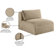 Meridian Furniture Shaggy Taupe Corduroy Performance Fabric Armless Chair