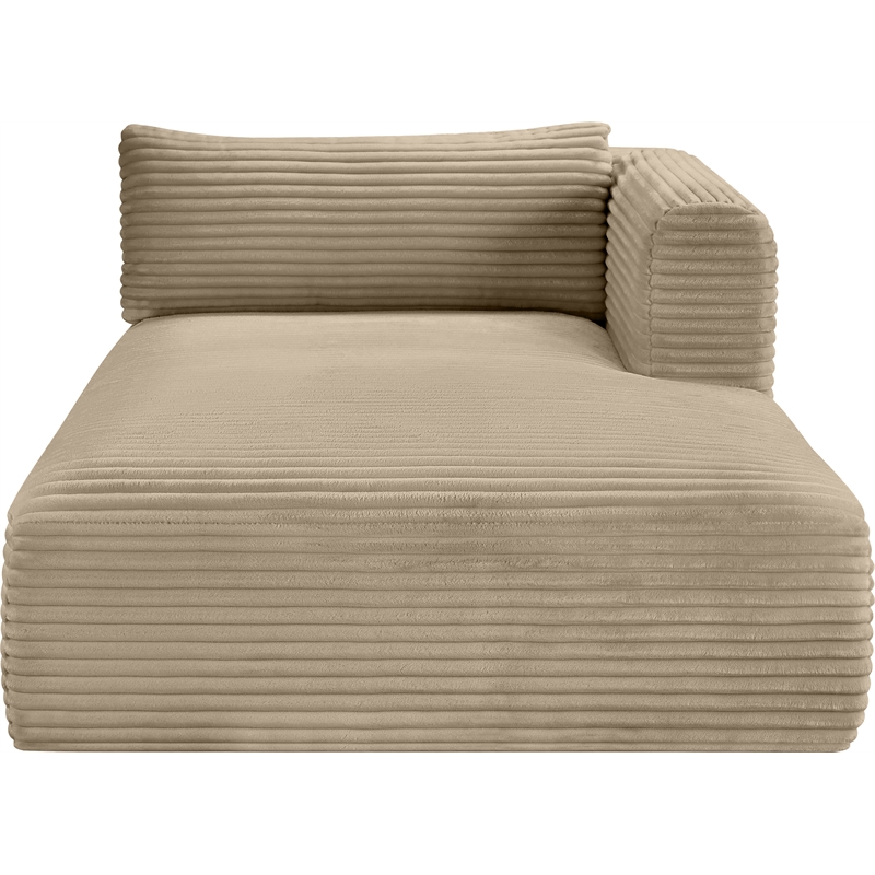 Meridian Furniture Shaggy Taupe Corduroy Performance Fabric Chaise