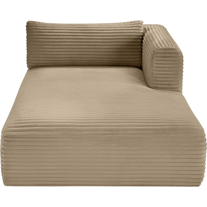 Meridian Furniture Shaggy Taupe Corduroy Performance Fabric Chaise