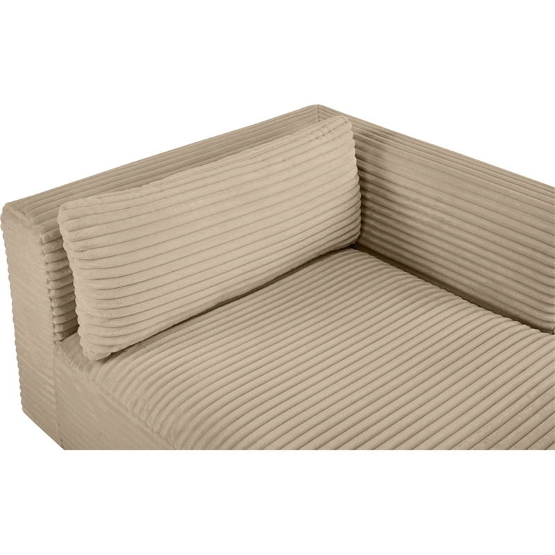 Meridian Furniture Shaggy Taupe Corduroy Performance Fabric Chaise