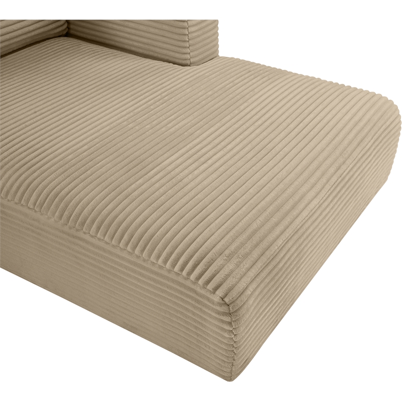 Meridian Furniture Shaggy Taupe Corduroy Performance Fabric Chaise