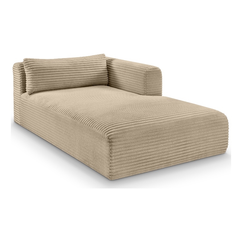 Meridian Furniture Shaggy Taupe Corduroy Performance Fabric Chaise