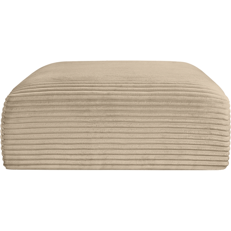 Meridian Furniture Shaggy Taupe Corduroy Performance Fabric Ottoman