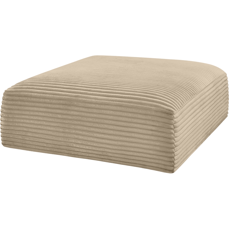 Meridian Furniture Shaggy Taupe Corduroy Performance Fabric Ottoman