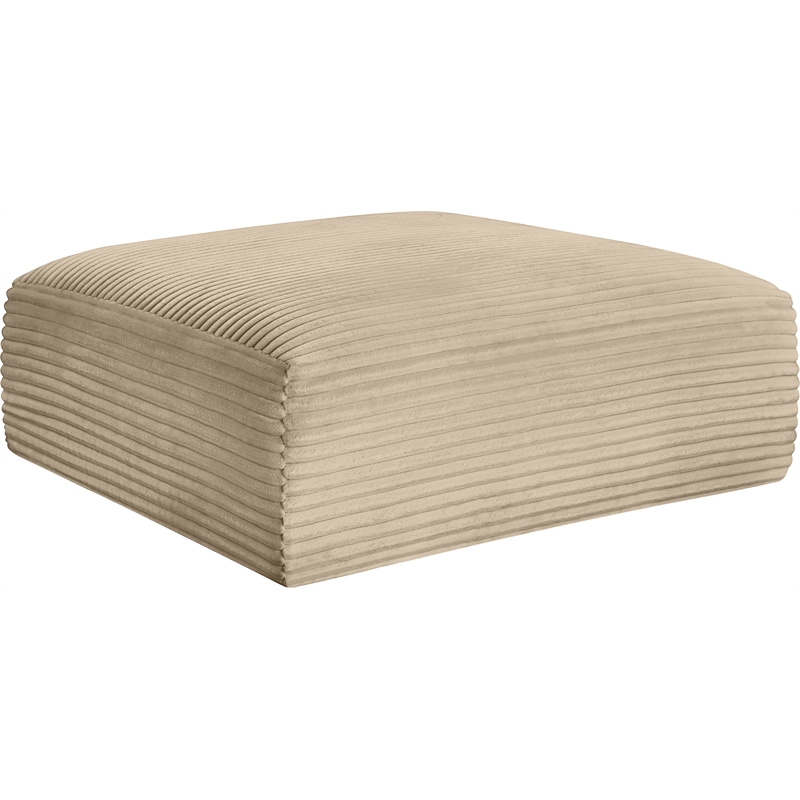 Meridian Furniture Shaggy Taupe Corduroy Performance Fabric Ottoman