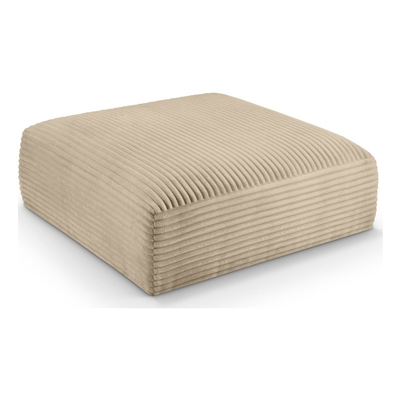 Meridian Furniture Shaggy Taupe Corduroy Performance Fabric Ottoman
