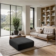 Meridian Furniture Shaggy Black Corduroy Performance Fabric Ottoman