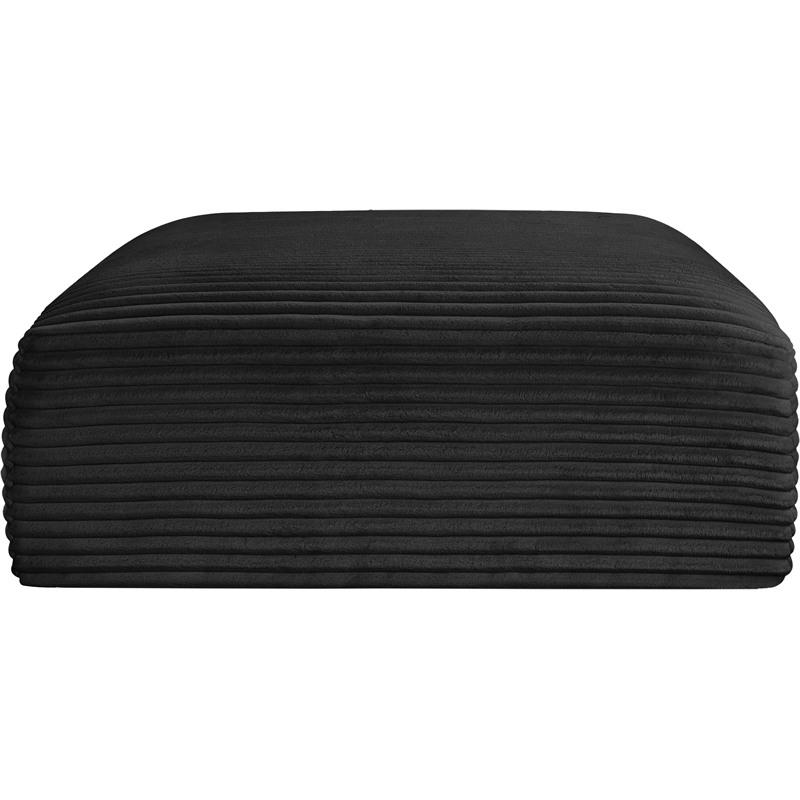 Meridian Furniture Shaggy Black Corduroy Performance Fabric Ottoman