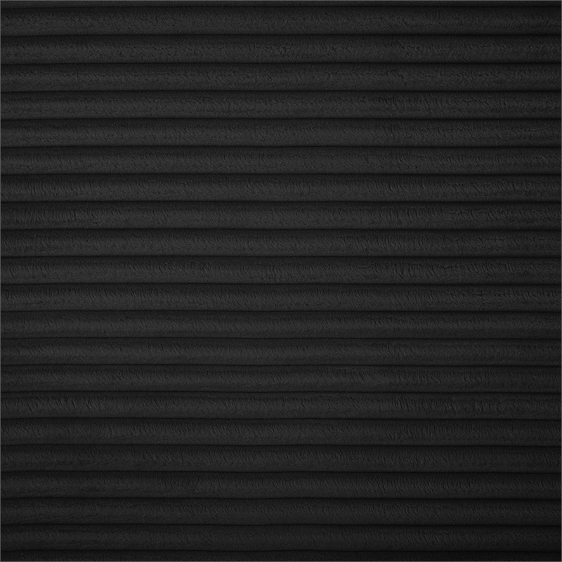 Meridian Furniture Shaggy Black Corduroy Performance Fabric Ottoman