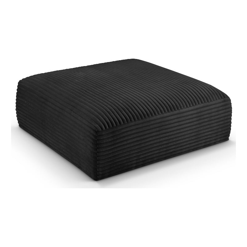 Meridian Furniture Shaggy Black Corduroy Performance Fabric Ottoman