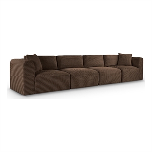 Meridian Furniture 4-Piece Brown Corduroy Performance Fabric Modular Sofa