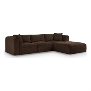 Meridian Furniture 4-Piece Brown Corduroy Performance Fabric Modular Sectional